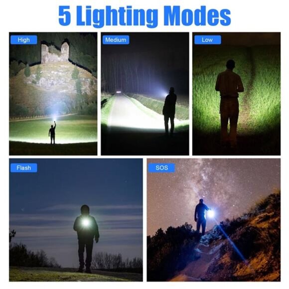 LED Flashlight, 90000 Lumens Super Bright Tactical Flashlight, - Picture 4 of 5